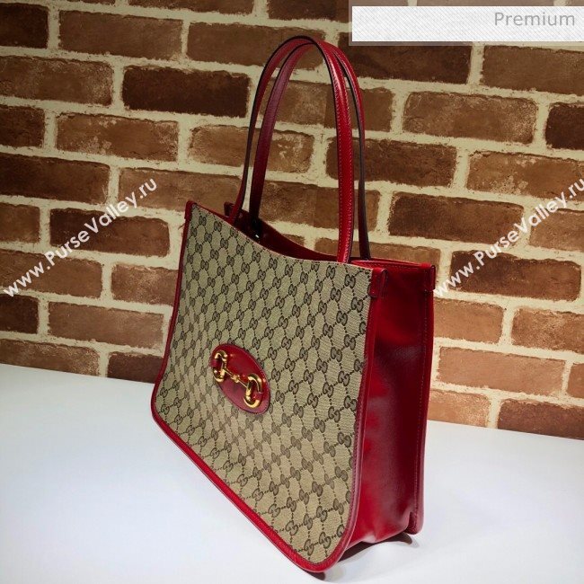 Gucci Horsebit 1955 GG Canvas Medium Tote Bag 623694 Red 2020 (DHL-20062017)