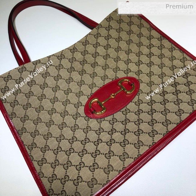 Gucci Horsebit 1955 GG Canvas Medium Tote Bag 623694 Red 2020 (DHL-20062017)