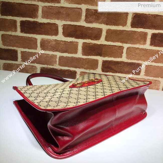Gucci Horsebit 1955 GG Canvas Medium Tote Bag 623694 Red 2020 (DHL-20062017)