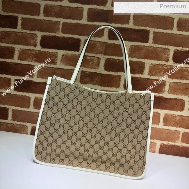 Gucci Horsebit 1955 GG Canvas Medium Tote Bag 623694 White 2020 (DHL-20062018)