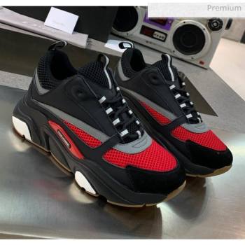 Dior B22 Sneaker in Calfskin And Technical Mesh Black/Red/Grey 2020 (MD-20061314)