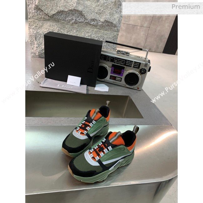 Dior B22 Sneaker in Calfskin And Technical Mesh Green/Orange 2020 (MD-20061315)