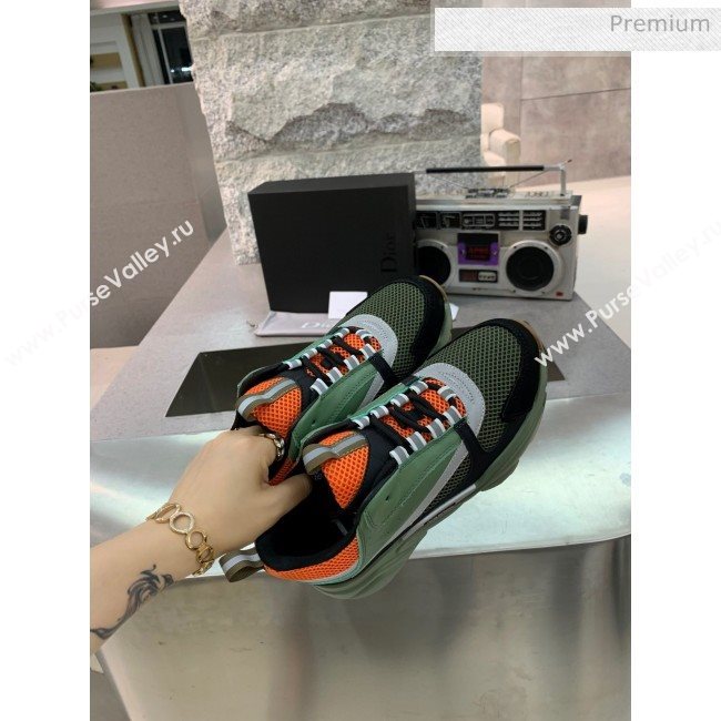 Dior B22 Sneaker in Calfskin And Technical Mesh Green/Orange 2020 (MD-20061315)