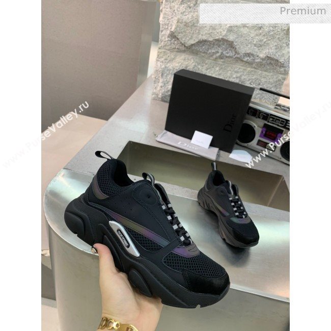 Dior B22 Sneaker in Calfskin And Technical Mesh Black/Rainbow 2020 (MD-20061316)