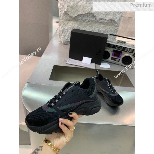 Dior B22 Sneaker in Calfskin And Technical Mesh Black/Rainbow 2020 (MD-20061316)