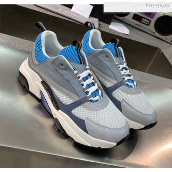 Dior B22 Sneaker in Calfskin And Technical Mesh Grey/Blue 2020 (MD-20061317)