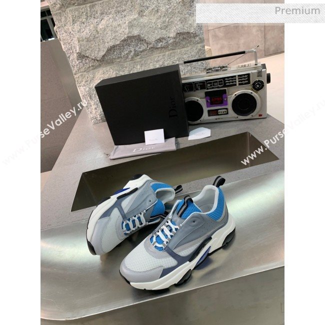 Dior B22 Sneaker in Calfskin And Technical Mesh Grey/Blue 2020 (MD-20061317)