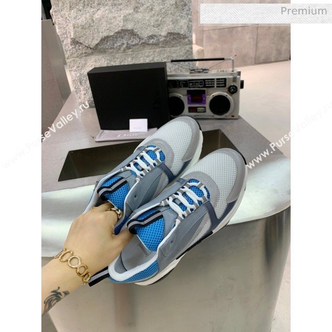 Dior B22 Sneaker in Calfskin And Technical Mesh Grey/Blue 2020 (MD-20061317)