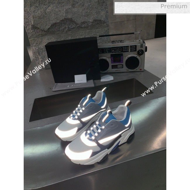 Dior B22 Sneaker in Calfskin And Technical Mesh Grey/Blue 2020 (MD-20061317)