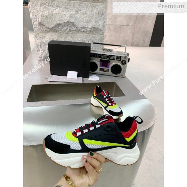 Dior B22 Sneaker in Calfskin And Technical Mesh Black/Red/Green 2020 (MD-20061318)