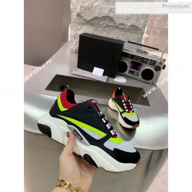 Dior B22 Sneaker in Calfskin And Technical Mesh Black/Red/Green 2020 (MD-20061318)