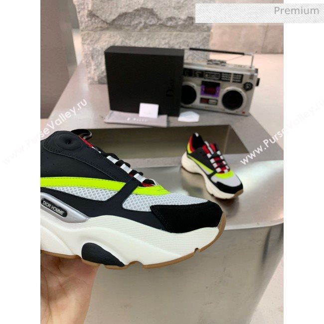 Dior B22 Sneaker in Calfskin And Technical Mesh Black/Red/Green 2020 (MD-20061318)