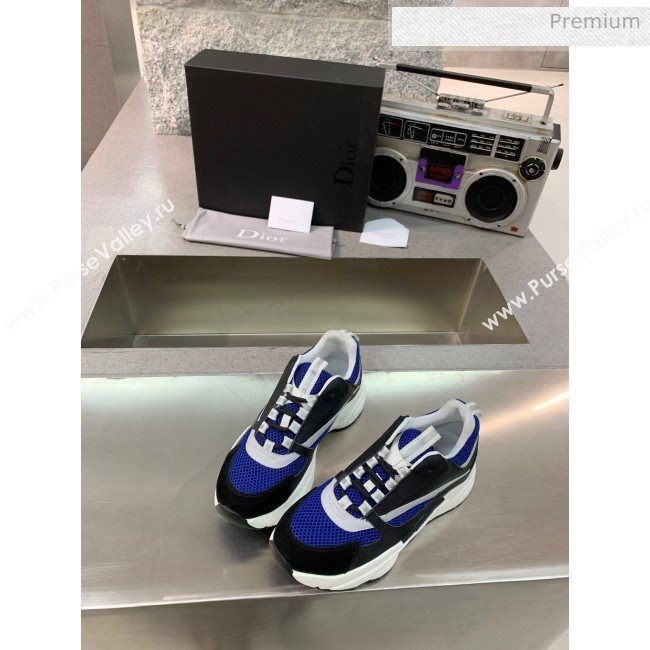 Dior B22 Sneaker in Calfskin And Technical Mesh Royal Blue/Black 2020 (MD-20061319)