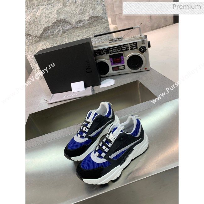 Dior B22 Sneaker in Calfskin And Technical Mesh Royal Blue/Black 2020 (MD-20061319)