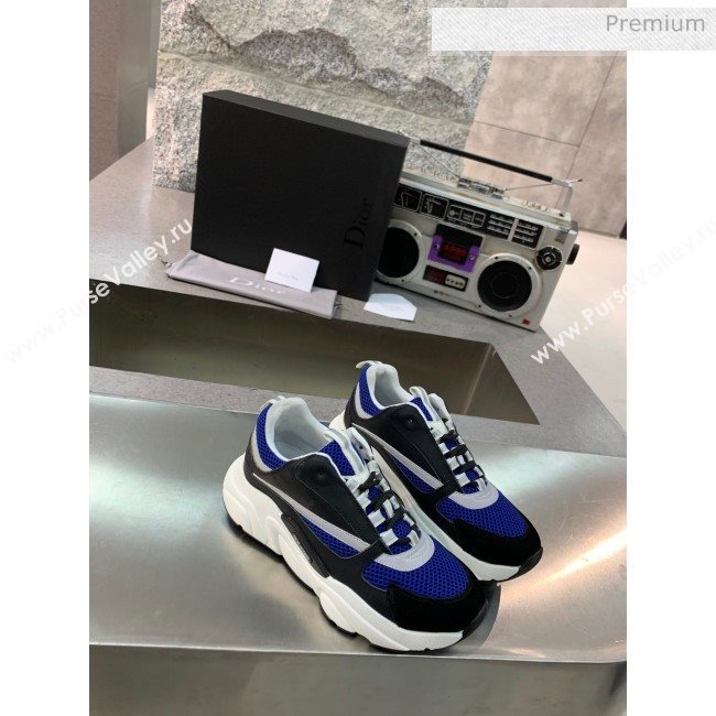 Dior B22 Sneaker in Calfskin And Technical Mesh Royal Blue/Black 2020 (MD-20061319)