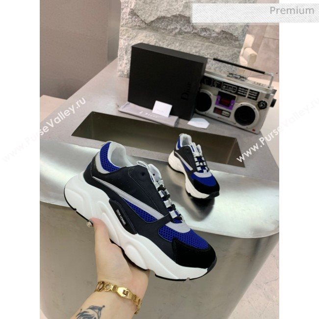 Dior B22 Sneaker in Calfskin And Technical Mesh Royal Blue/Black 2020 (MD-20061319)