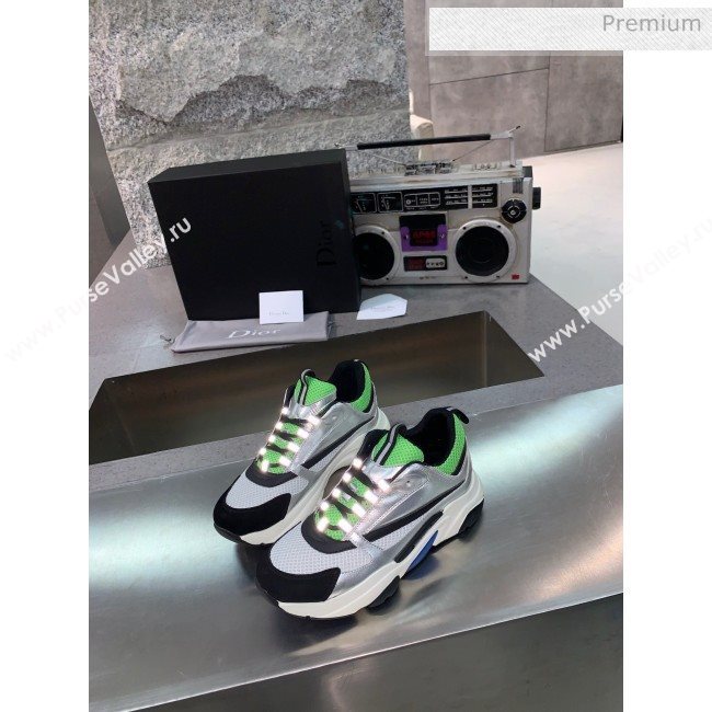 Dior B22 Sneaker in Calfskin And Technical Mesh Silver/Green 2020 (MD-20061320)