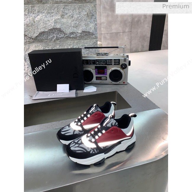 Dior B22 Sneaker in Calfskin And Technical Mesh Green/Burgundy 2020 (MD-20061321)