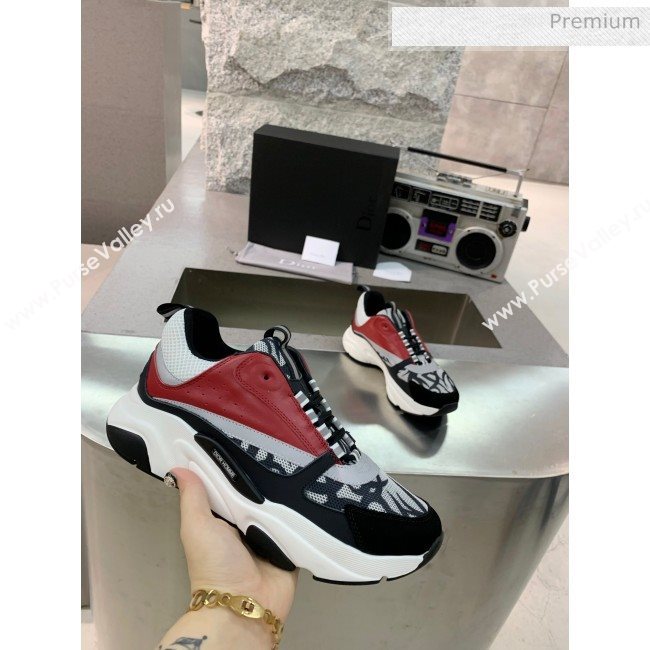 Dior B22 Sneaker in Calfskin And Technical Mesh Green/Burgundy 2020 (MD-20061321)