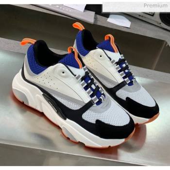 Dior B22 Sneaker in Calfskin And Technical Mesh Black/Blue/Orange 2020 (MD-20061322)