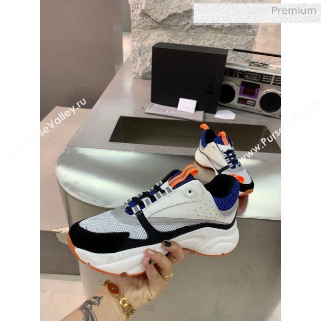 Dior B22 Sneaker in Calfskin And Technical Mesh Black/Blue/Orange 2020 (MD-20061322)