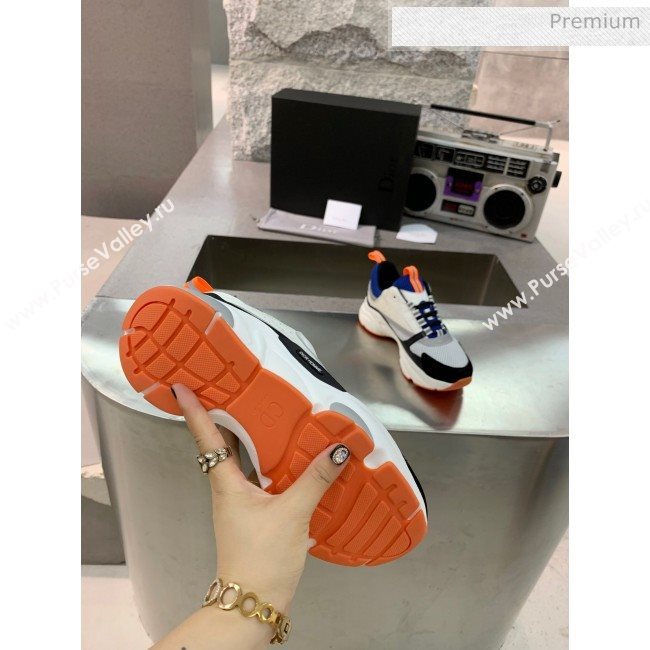 Dior B22 Sneaker in Calfskin And Technical Mesh Black/Blue/Orange 2020 (MD-20061322)