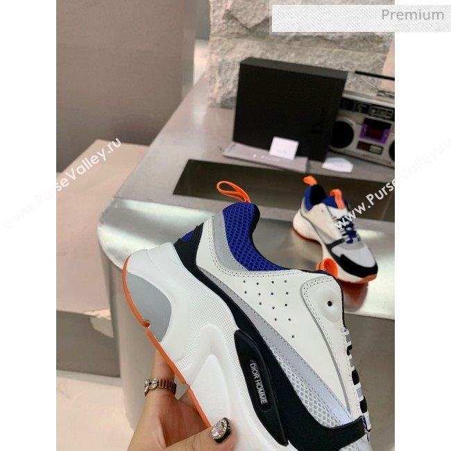 Dior B22 Sneaker in Calfskin And Technical Mesh Black/Blue/Orange 2020 (MD-20061322)