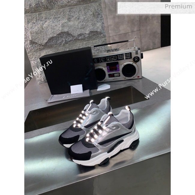 Dior B22 Sneaker in Calfskin And Technical Mesh Silver/Black/White 2020 (MD-20061323)