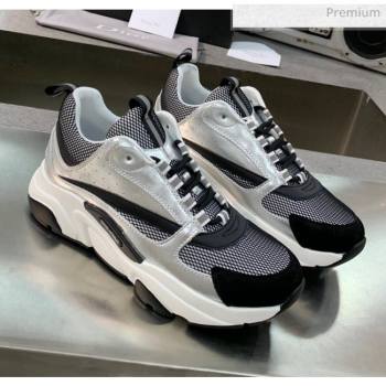 Dior B22 Sneaker in Calfskin And Technical Mesh Silver/Black/White 2020 (MD-20061323)