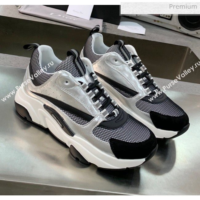 Dior B22 Sneaker in Calfskin And Technical Mesh Silver/Black/White 2020 (MD-20061323)