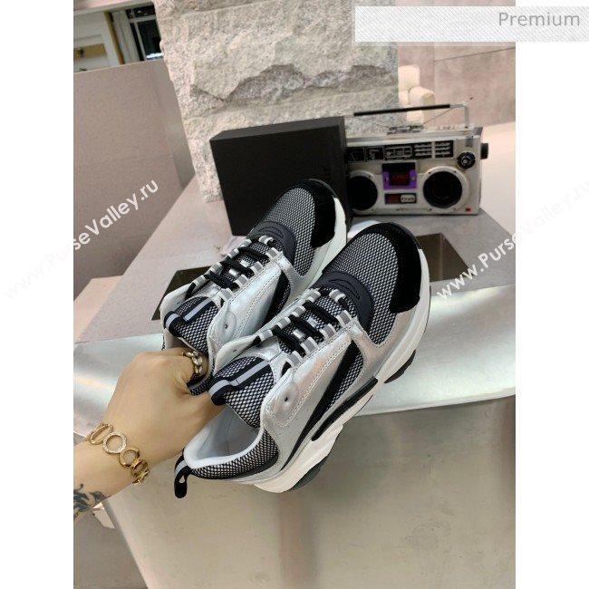 Dior B22 Sneaker in Calfskin And Technical Mesh Silver/Black/White 2020 (MD-20061323)