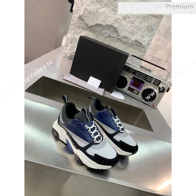 Dior B22 Sneaker in Calfskin And Technical Mesh Black/Blue/Dark Grey 2020 (MD-20061324)