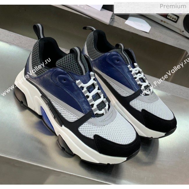 Dior B22 Sneaker in Calfskin And Technical Mesh Black/Blue/Dark Grey 2020 (MD-20061324)