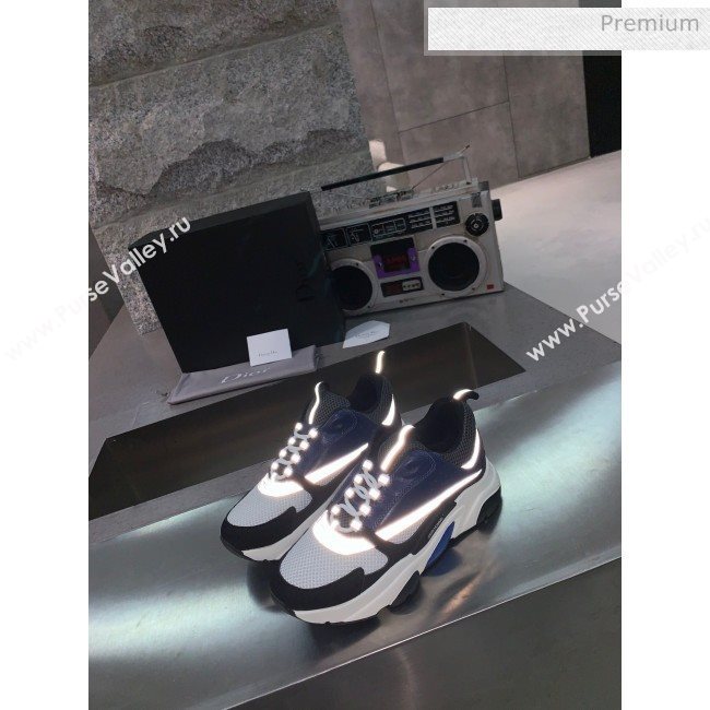 Dior B22 Sneaker in Calfskin And Technical Mesh Black/Blue/Dark Grey 2020 (MD-20061324)