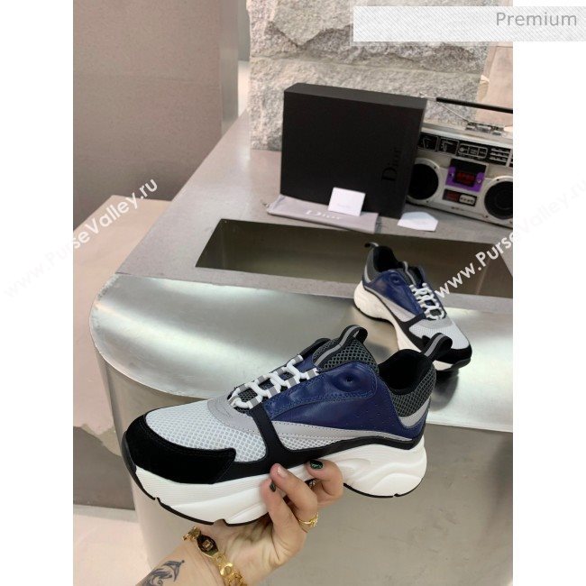 Dior B22 Sneaker in Calfskin And Technical Mesh Black/Blue/Dark Grey 2020 (MD-20061324)