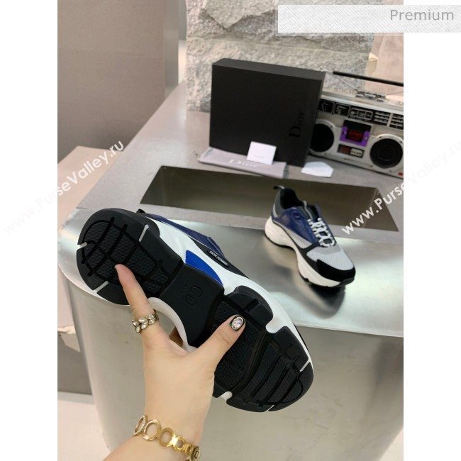 Dior B22 Sneaker in Calfskin And Technical Mesh Black/Blue/Dark Grey 2020 (MD-20061324)