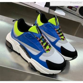 Dior B22 Sneaker in Calfskin And Technical Mesh Bright Blue/Fluorescent Green 2020 (MD-20061326)