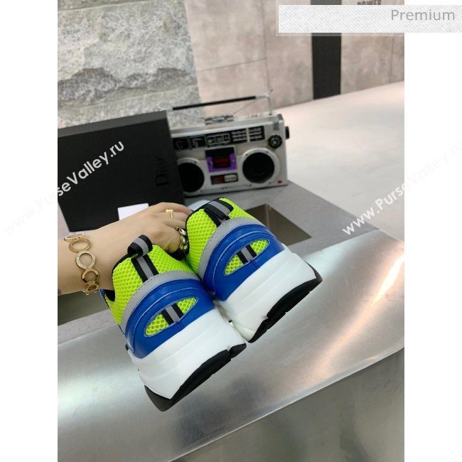 Dior B22 Sneaker in Calfskin And Technical Mesh Bright Blue/Fluorescent Green 2020 (MD-20061326)
