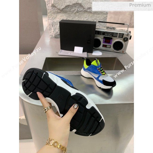 Dior B22 Sneaker in Calfskin And Technical Mesh Bright Blue/Fluorescent Green 2020 (MD-20061326)