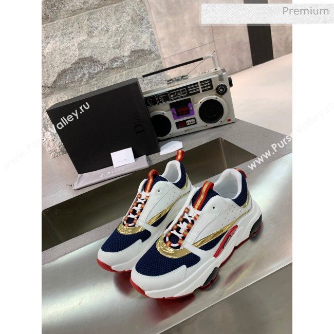 Dior B22 Sneaker in Calfskin And Technical Mesh White/Navy Blue 2020 (MD-20061336)