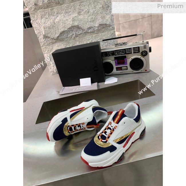 Dior B22 Sneaker in Calfskin And Technical Mesh White/Navy Blue 2020 (MD-20061336)