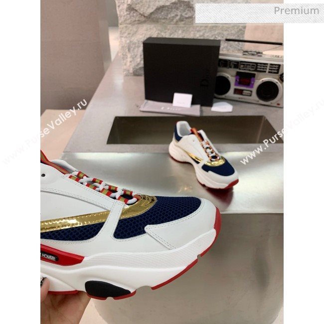 Dior B22 Sneaker in Calfskin And Technical Mesh White/Navy Blue 2020 (MD-20061336)