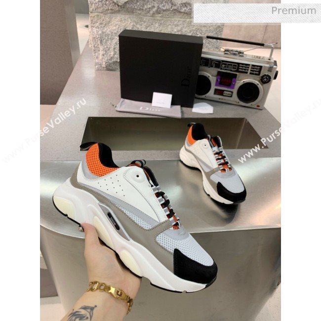 Dior B22 Sneaker in Calfskin And Technical Mesh Grey/Orange/Black 2020 (MD-20061325)