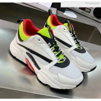 Dior B22 Sneaker in Calfskin And Technical Mesh Fluorescent Green/White/Red 2020 (MD-20061327)