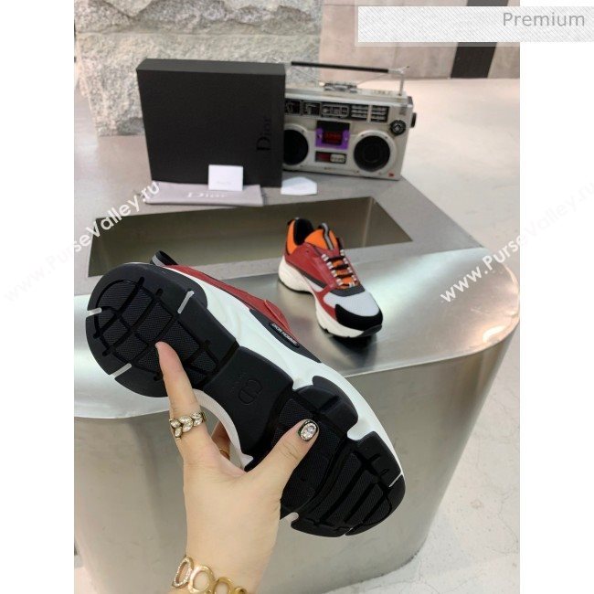 Dior B22 Sneaker in Calfskin And Technical Mesh Burgundy/Orange 2020 (MD-20061328)