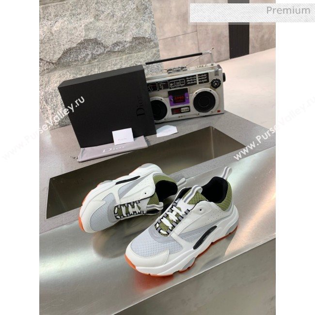 Dior B22 Sneaker in Calfskin And Technical Mesh White/Olive 2020 (MD-20061329)