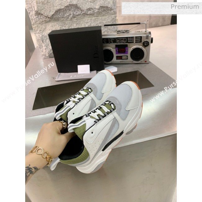 Dior B22 Sneaker in Calfskin And Technical Mesh White/Olive 2020 (MD-20061329)