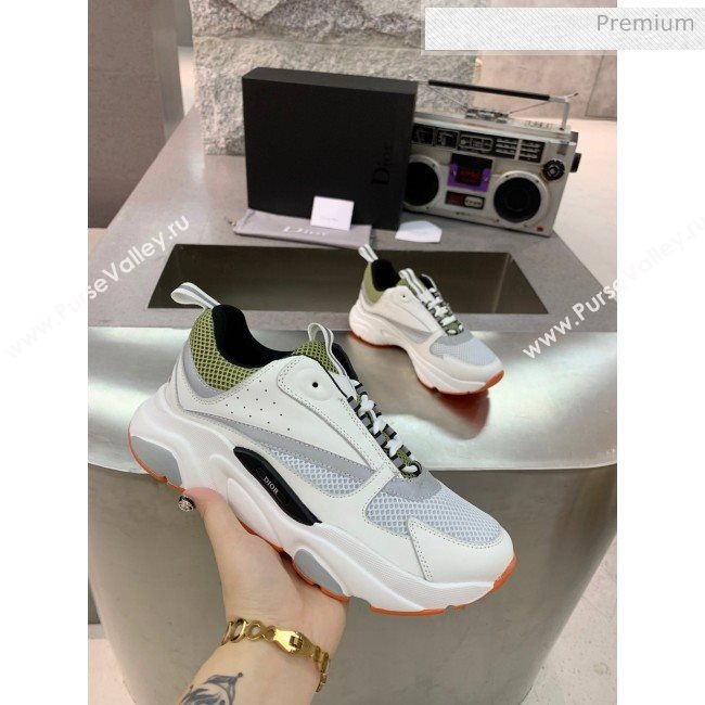 Dior B22 Sneaker in Calfskin And Technical Mesh White/Olive 2020 (MD-20061329)