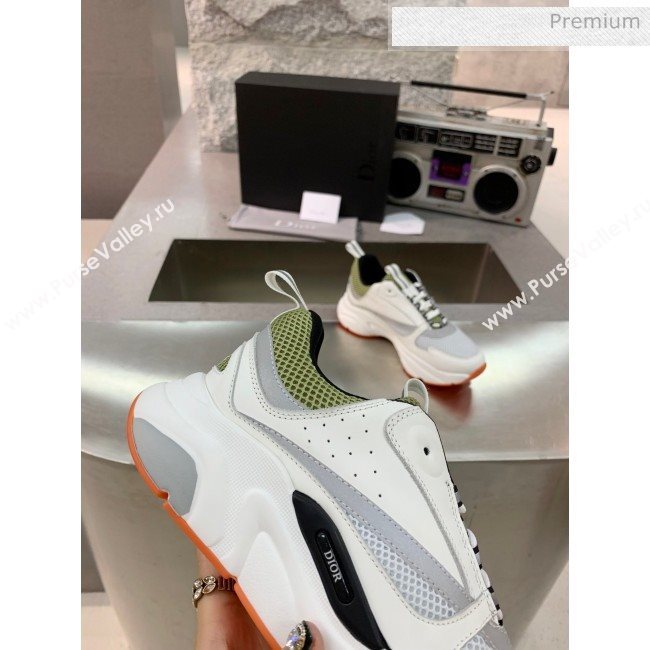 Dior B22 Sneaker in Calfskin And Technical Mesh White/Olive 2020 (MD-20061329)