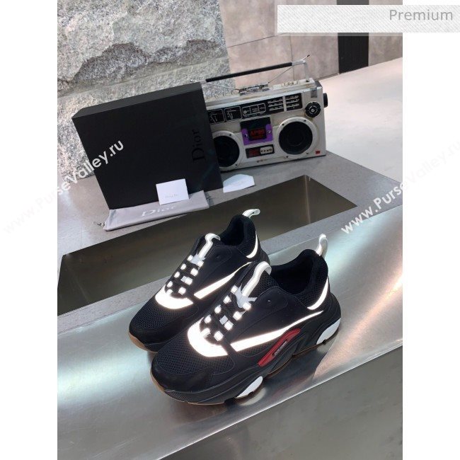 Dior B22 Sneaker in Calfskin And Technical Mesh Black/Silver 2020 (MD-20061330)